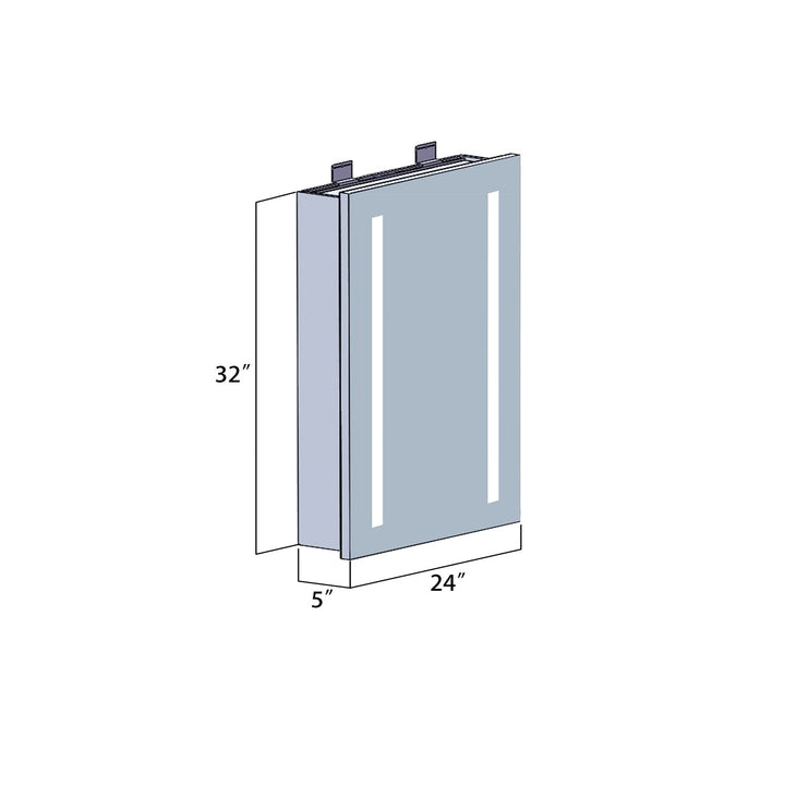Vinnova 24" Rectangle Frameless Lighted Medicine Cabinet Wall Mounted Mirror