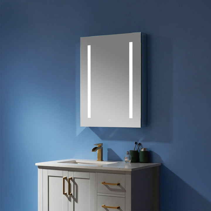Vinnova 24" Rectangle Frameless Lighted Medicine Cabinet Wall Mounted Mirror