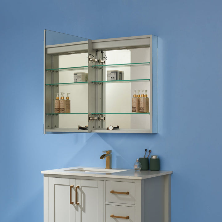 Vinnova 24" Rectangle Frameless Lighted Medicine Cabinet Wall Mounted Mirror