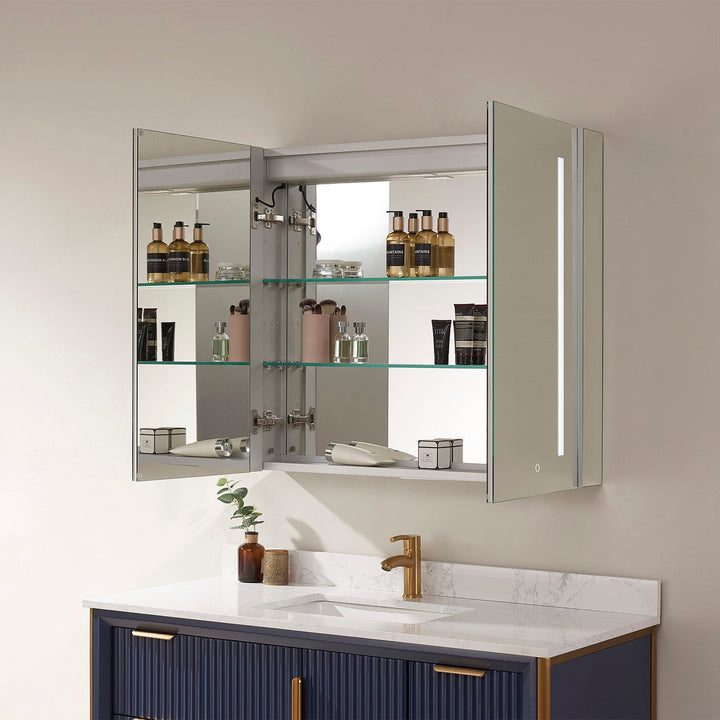 Vinnova 36" Rectangle Frameless Lighted Medicine Cabinet Wall Mounted Mirror