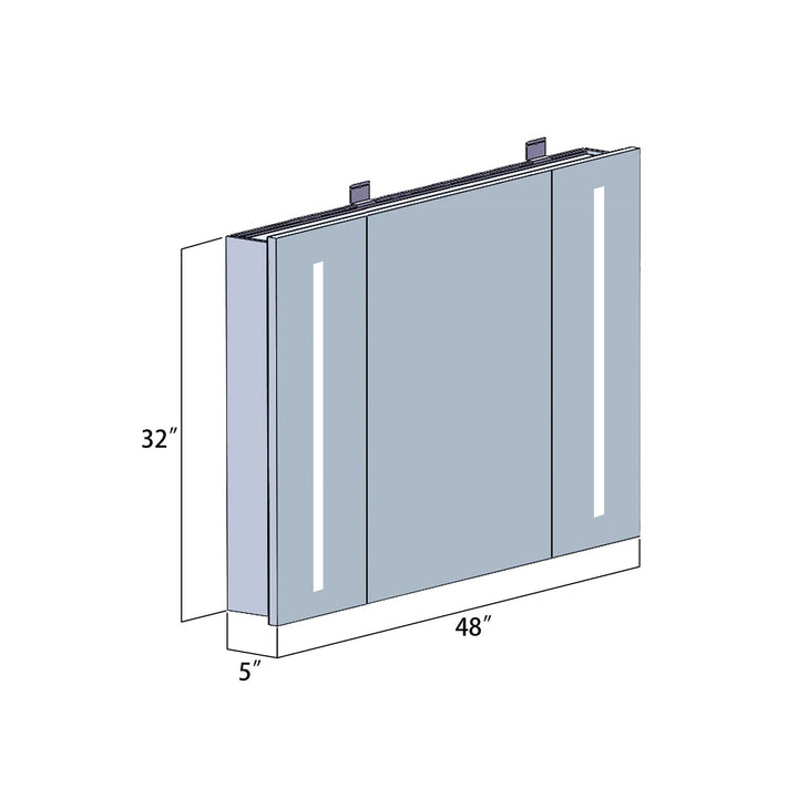 Vinnova 48" Rectangle Frameless Lighted Medicine Cabinet Wall Mounted Mirror