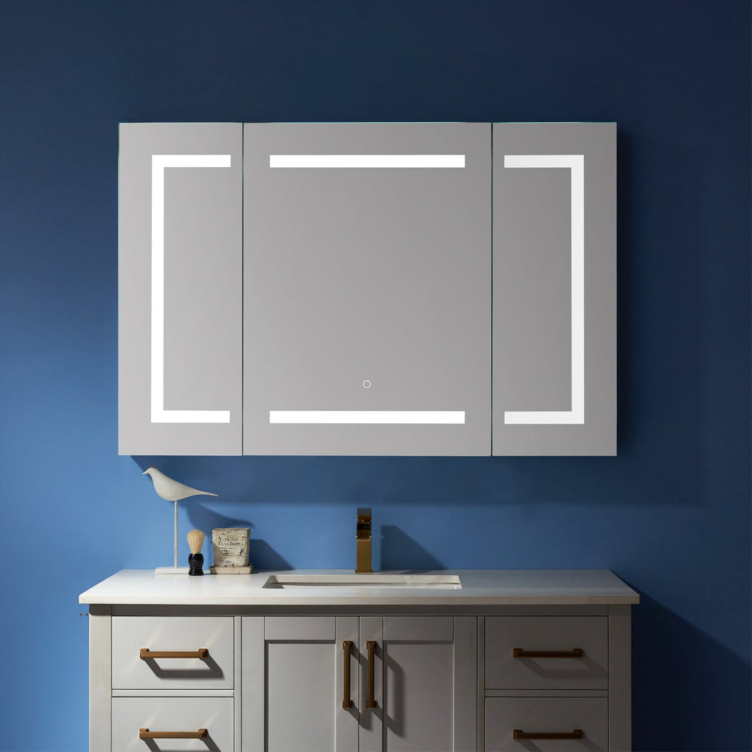 Vinnova 48" Rectangle Frameless Lighted Medicine Cabinet Wall Mounted Mirror
