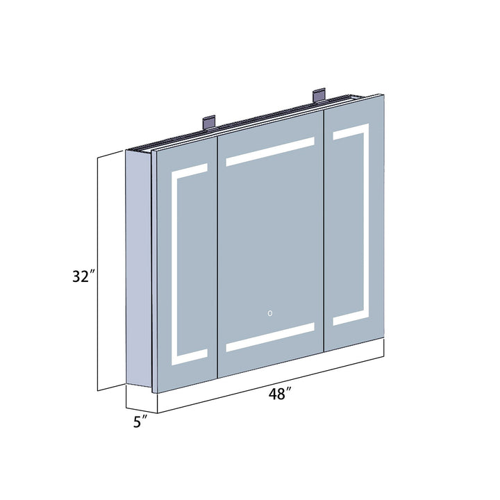 Vinnova 48" Rectangle Frameless Lighted Medicine Cabinet Wall Mounted Mirror