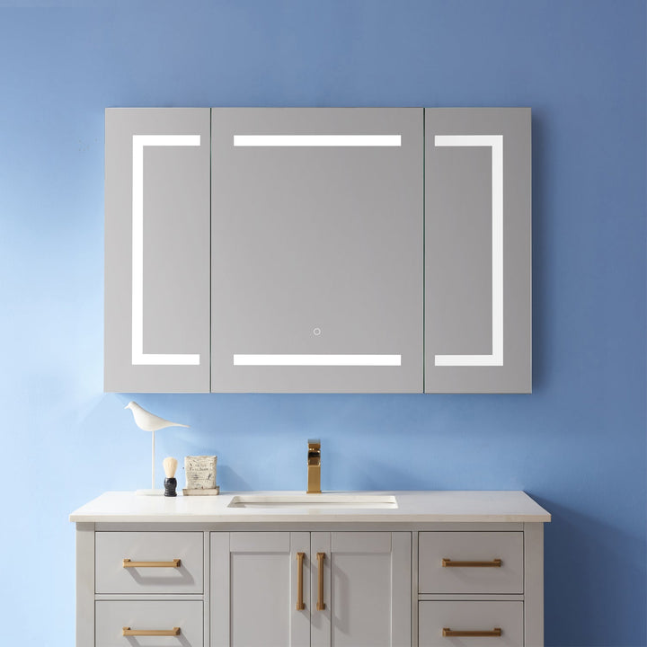 Vinnova 48" Rectangle Frameless Lighted Medicine Cabinet Wall Mounted Mirror