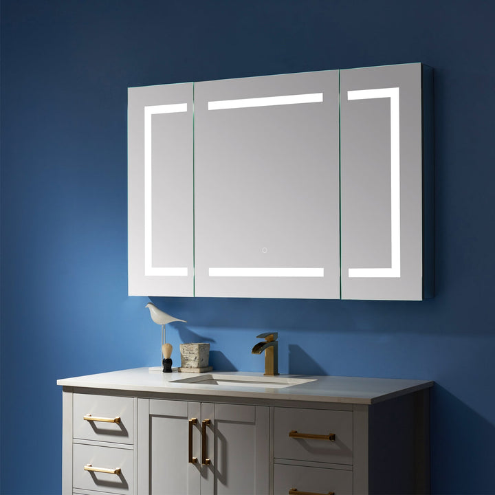 Vinnova 48" Rectangle Frameless Lighted Medicine Cabinet Wall Mounted Mirror
