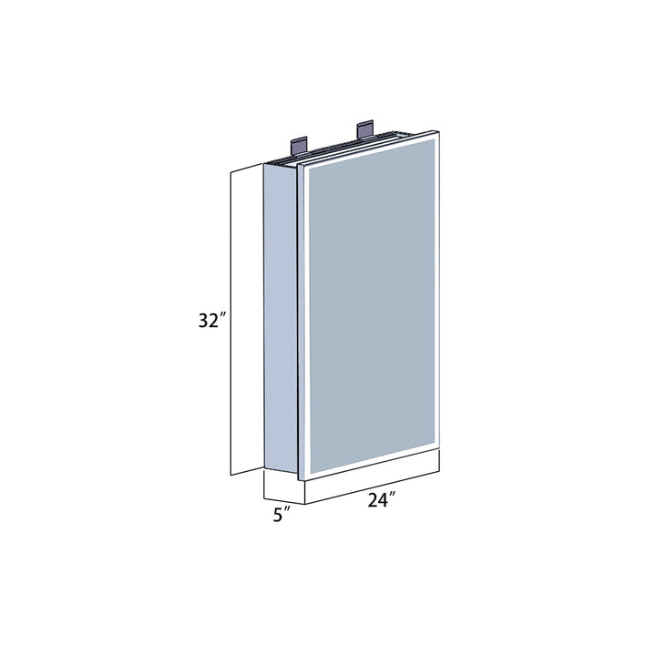 Vinnova 24" Rectangle Frameless Lighted Medicine Cabinet Wall Mounted Mirror