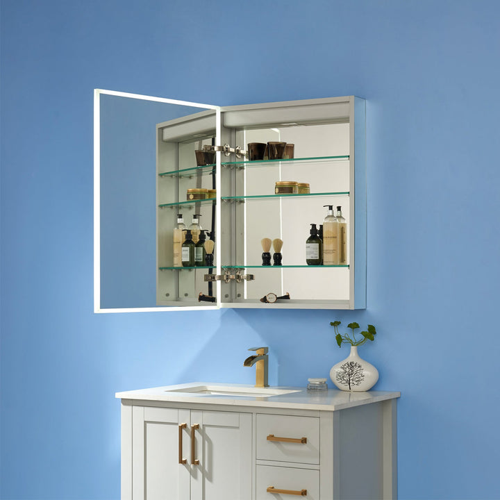 Vinnova 24" Rectangle Frameless Lighted Medicine Cabinet Wall Mounted Mirror