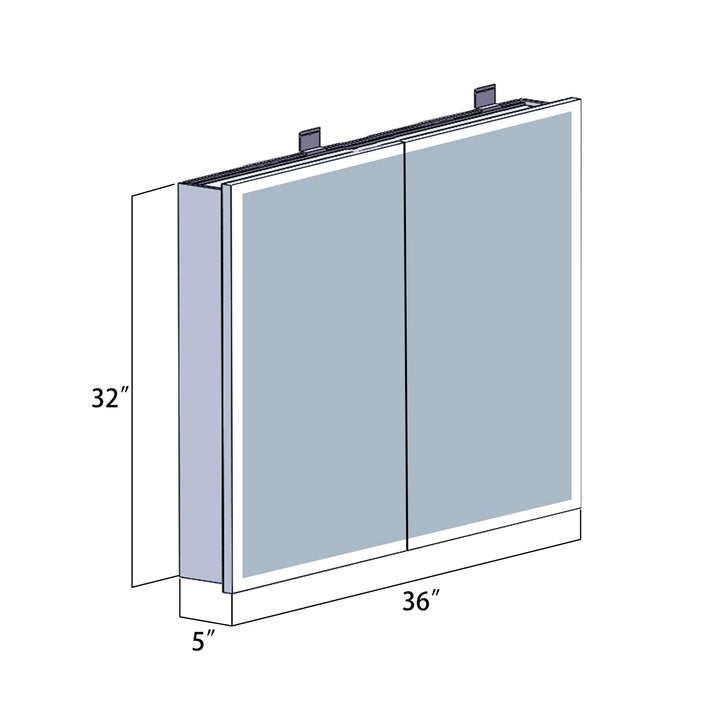 Vinnova 36" Rectangle Frameless Lighted Medicine Cabinet Wall Mounted Mirror