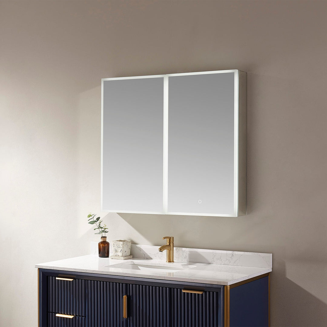 Vinnova 36" Rectangle Frameless Lighted Medicine Cabinet Wall Mounted Mirror