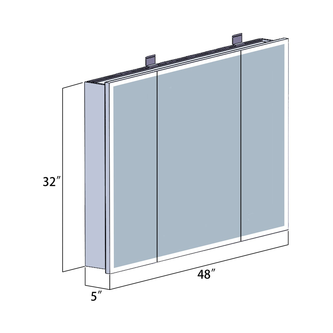 Vinnova 48" Rectangle Frameless Lighted Medicine Cabinet Wall Mounted Mirror