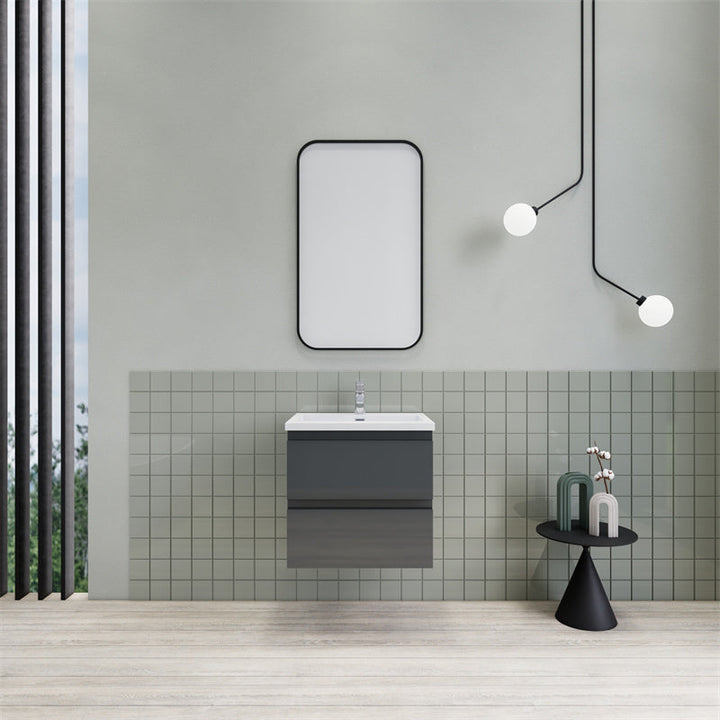 Magpie Floating Vanity in High Gloss Gray (24-84 inches)