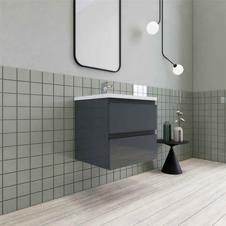 Magpie Floating Vanity in High Gloss Gray (24-84 inches)