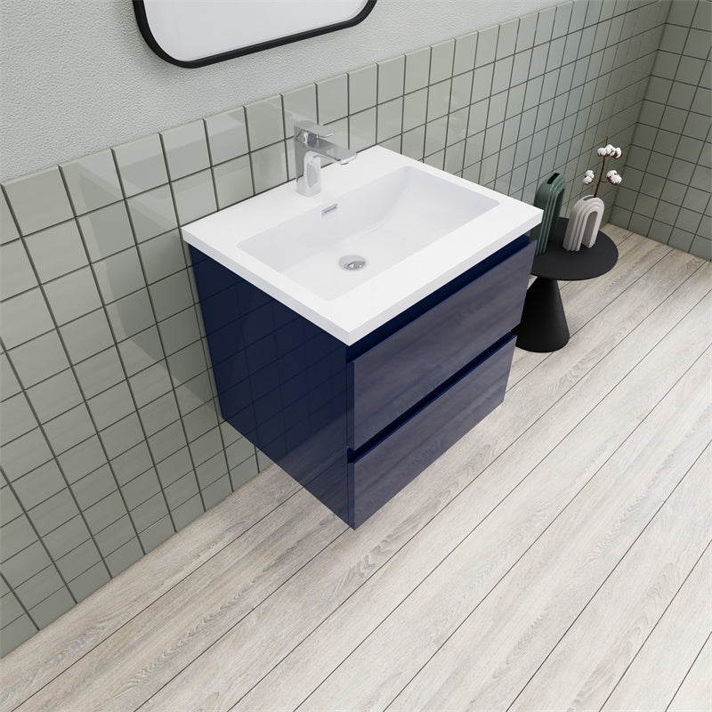 Magpie Floating Vanity in High Gloss Blue (24-84 inches)