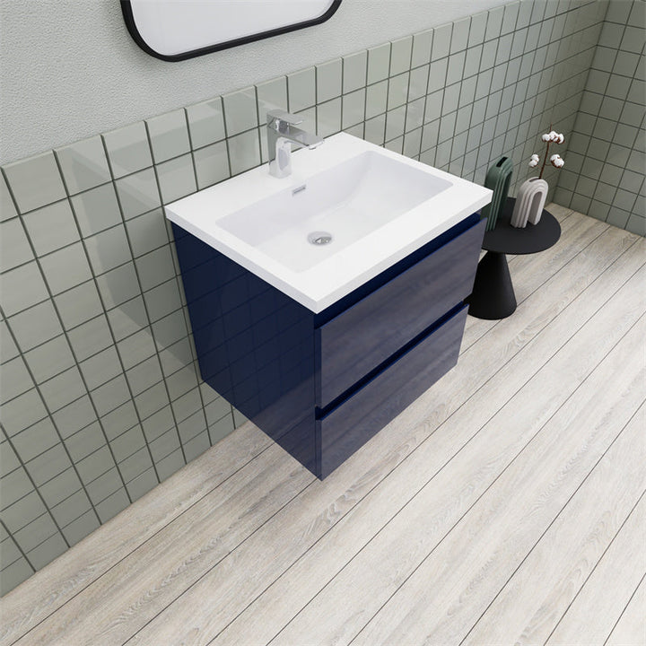 Magpie Floating Vanity in High Gloss Blue (24-84 inches)