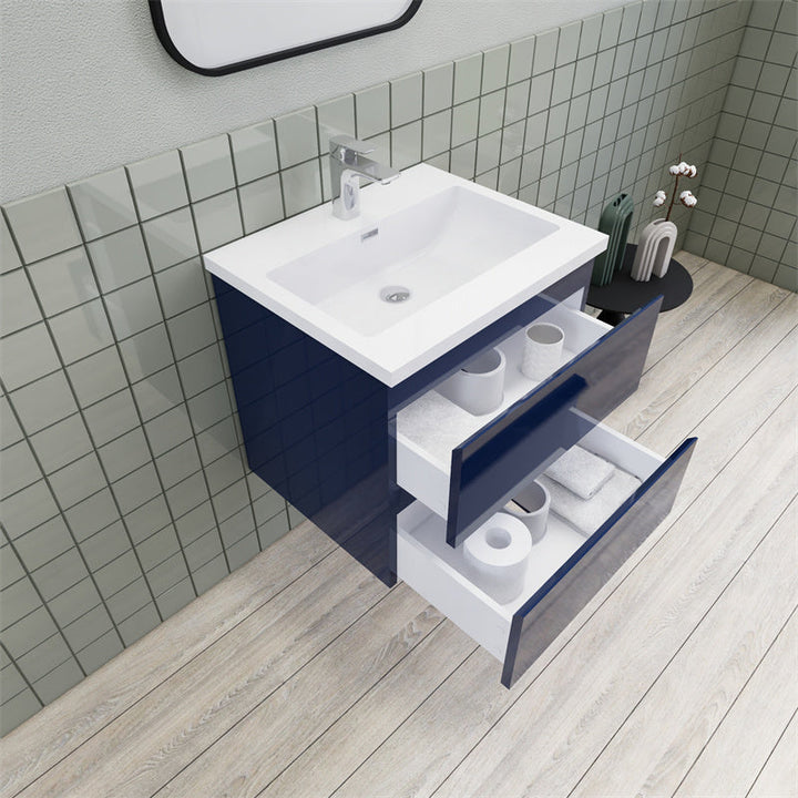 Magpie Floating Vanity in High Gloss Blue (24-84 inches)