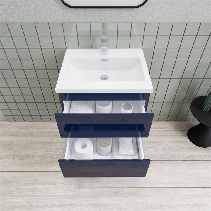 Magpie Floating Vanity in High Gloss Blue (24-84 inches)