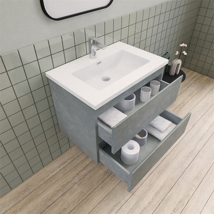 30" Magpie Floating Vanity in Cement Gray