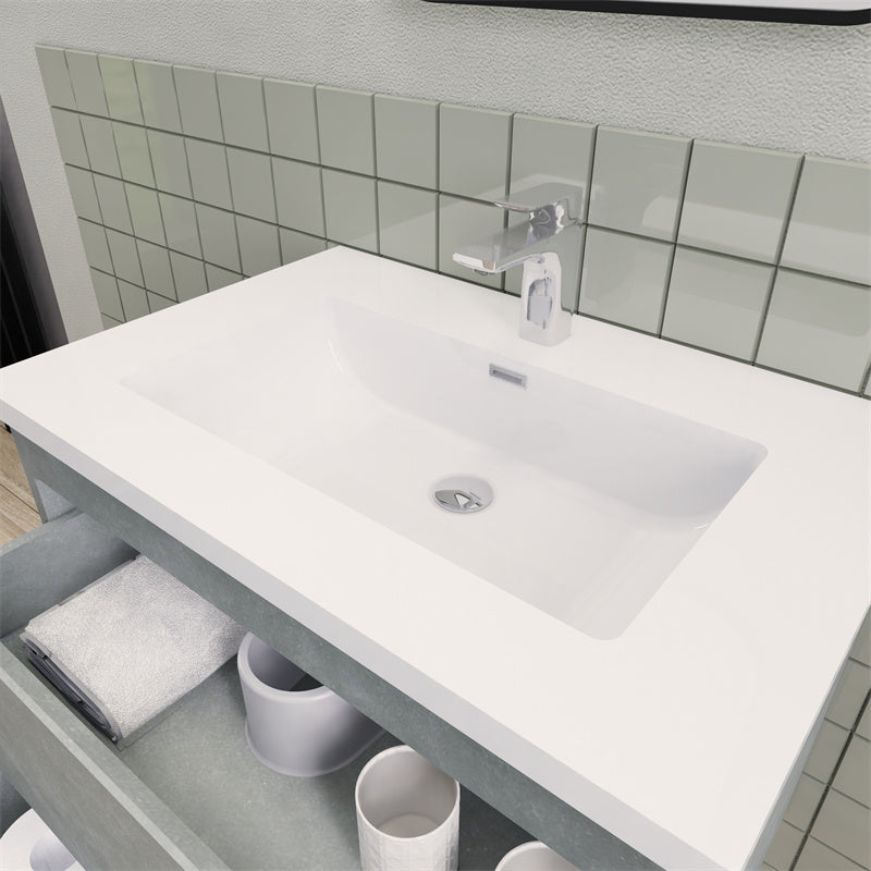 30" Magpie Floating Vanity in Cement Gray