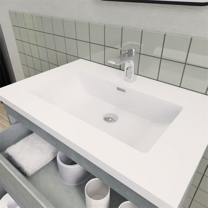 30" Magpie Floating Vanity in Cement Gray