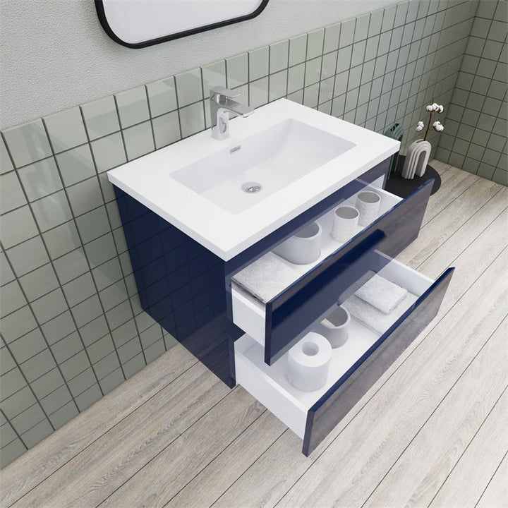 Magpie Floating Vanity in High Gloss Blue (24-84 inches)