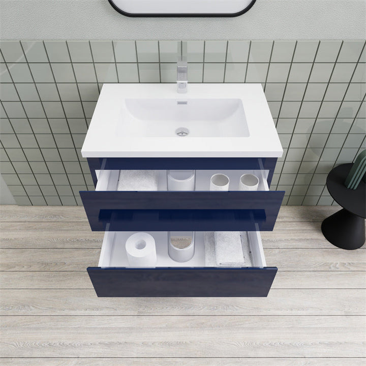 Magpie Floating Vanity in High Gloss Blue (24-84 inches)