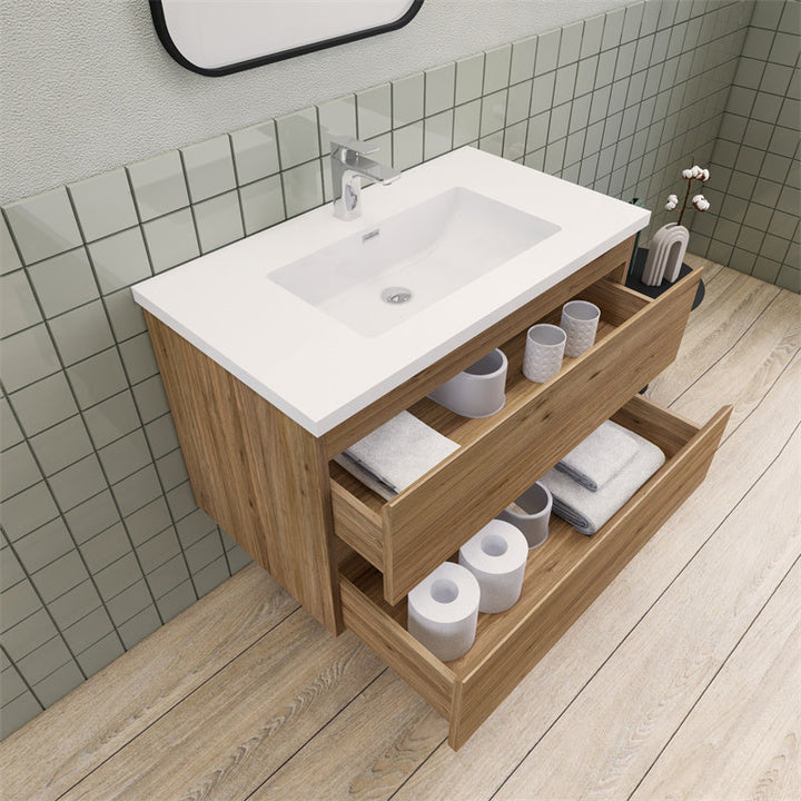 Magpie Floating Vanity in Natural Oak (24-84 inches)