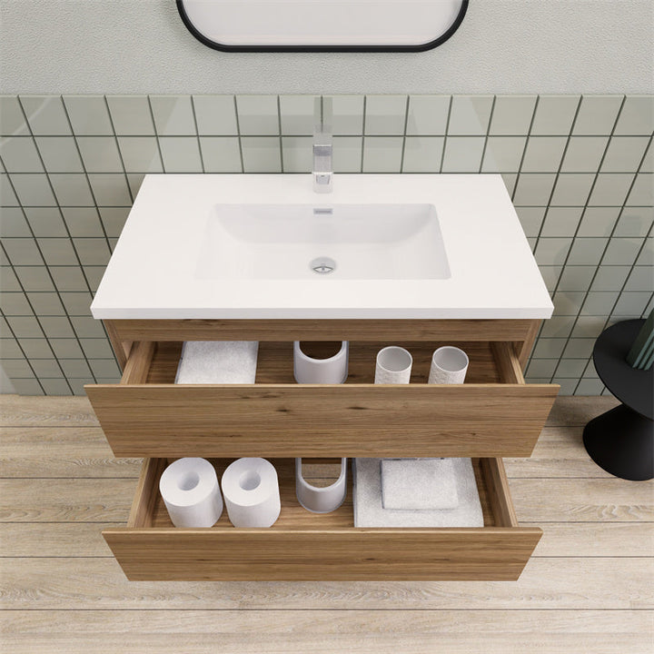 Magpie Floating Vanity in Natural Oak (24-84 inches)