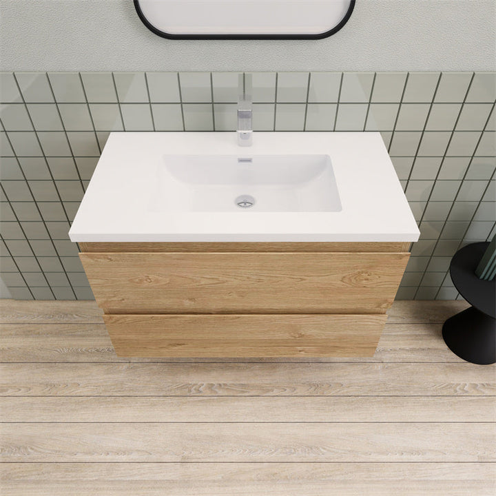 Magpie Floating Vanity in New England Oak (24-84 inches)