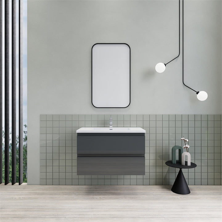 Magpie Floating Vanity in High Gloss Gray (24-84 inches)
