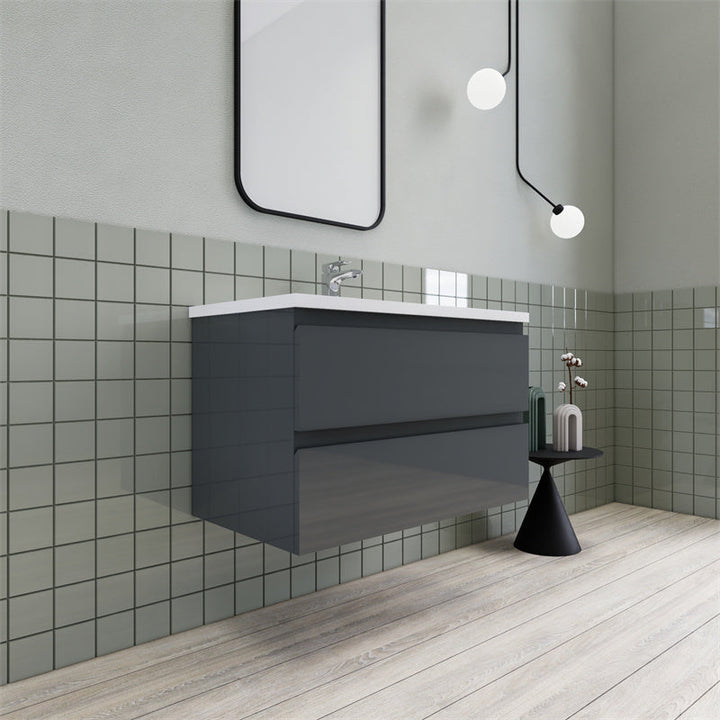 Magpie Floating Vanity in High Gloss Gray (24-84 inches)
