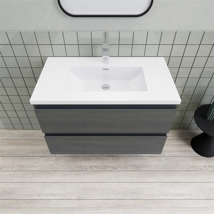 Magpie Floating Vanity in High Gloss Gray (24-84 inches)