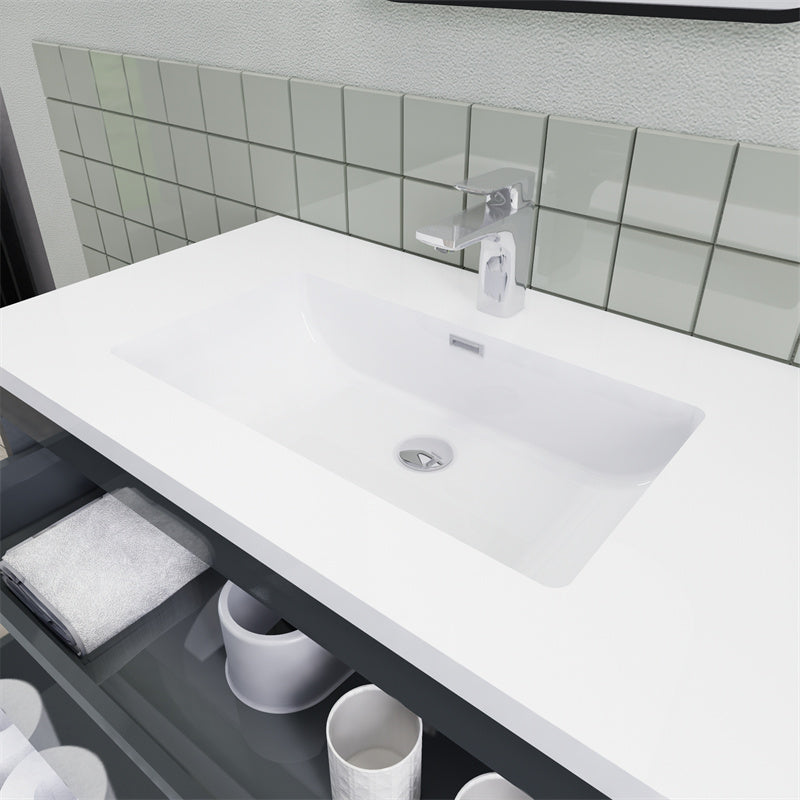 Magpie Floating Vanity in High Gloss Gray (24-84 inches)