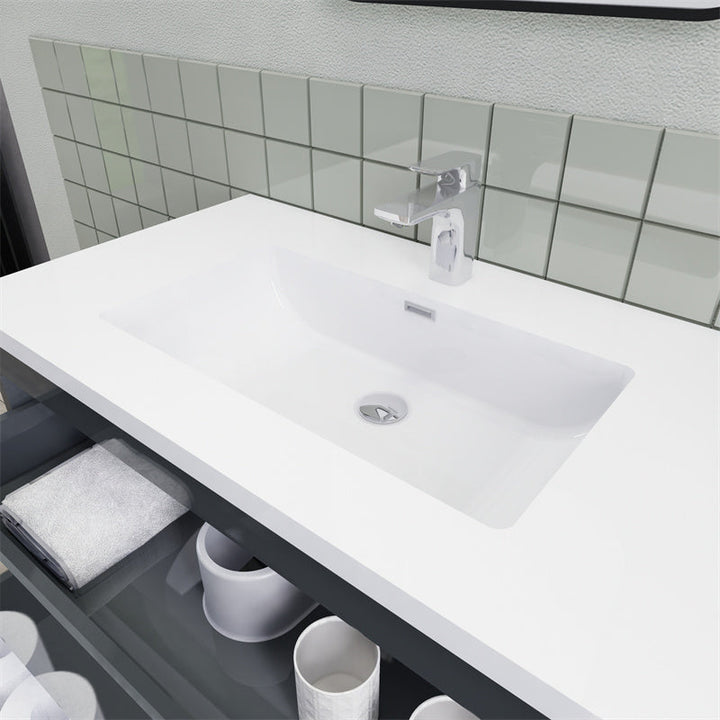 Magpie Floating Vanity in High Gloss Gray (24-84 inches)