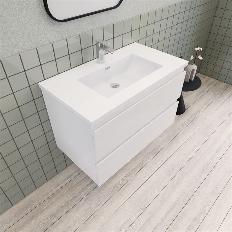 Magpie Floating Vanity in High Gloss White (24-84 inches)