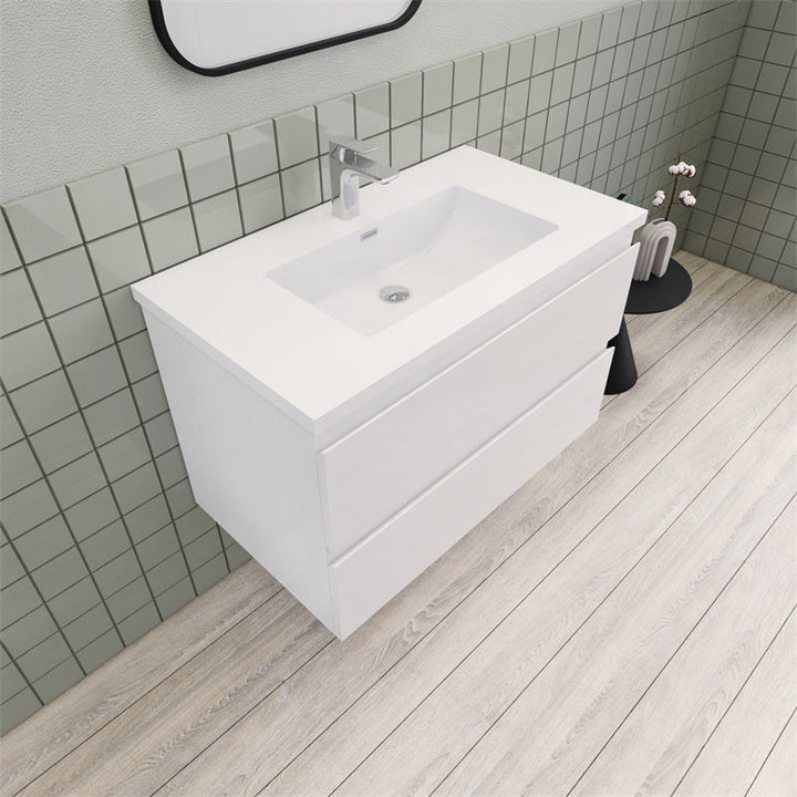 Magpie Floating Vanity in High Gloss White (24-84 inches)