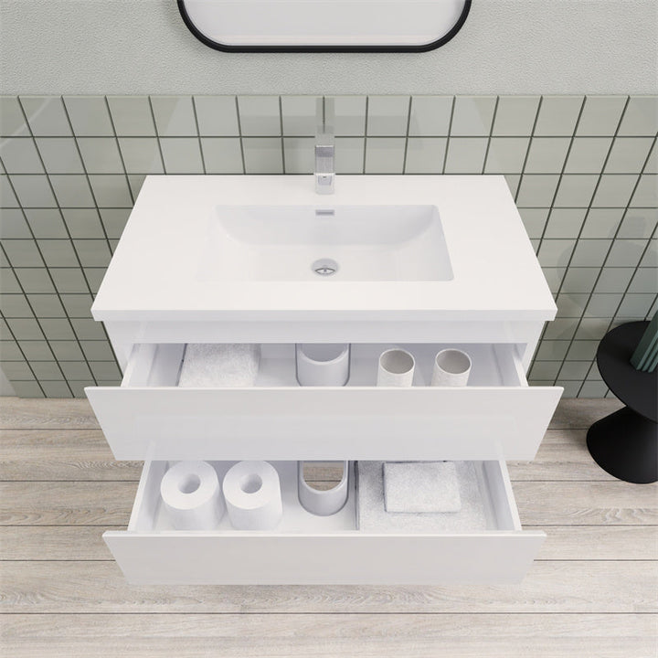 Magpie Floating Vanity in High Gloss White (24-84 inches)