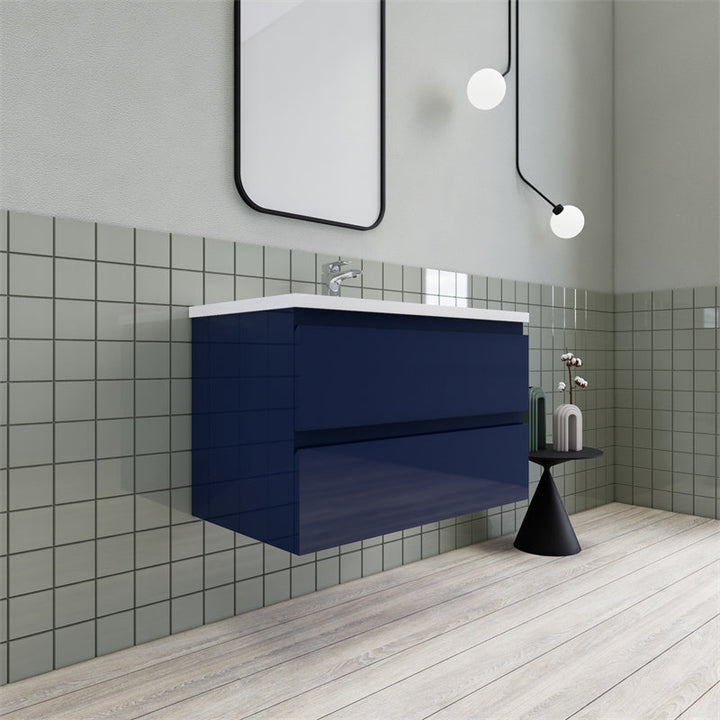 Magpie Floating Vanity in High Gloss Blue (24-84 inches)