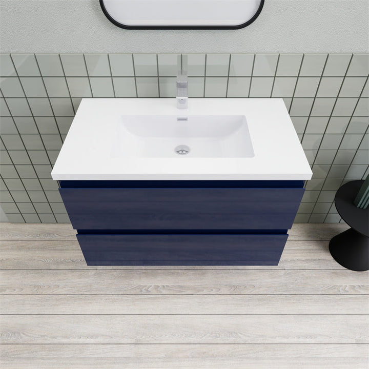 Magpie Floating Vanity in High Gloss Blue (24-84 inches)