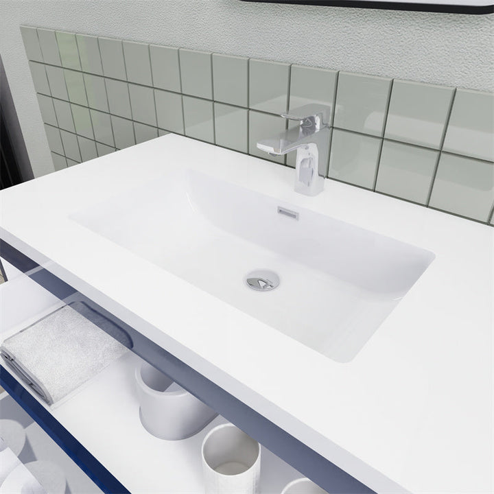 Magpie Floating Vanity in High Gloss Blue (24-84 inches)