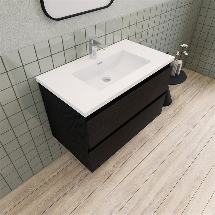 Magpie Floating Vanity in Rich Black Oak (24-84 inches)