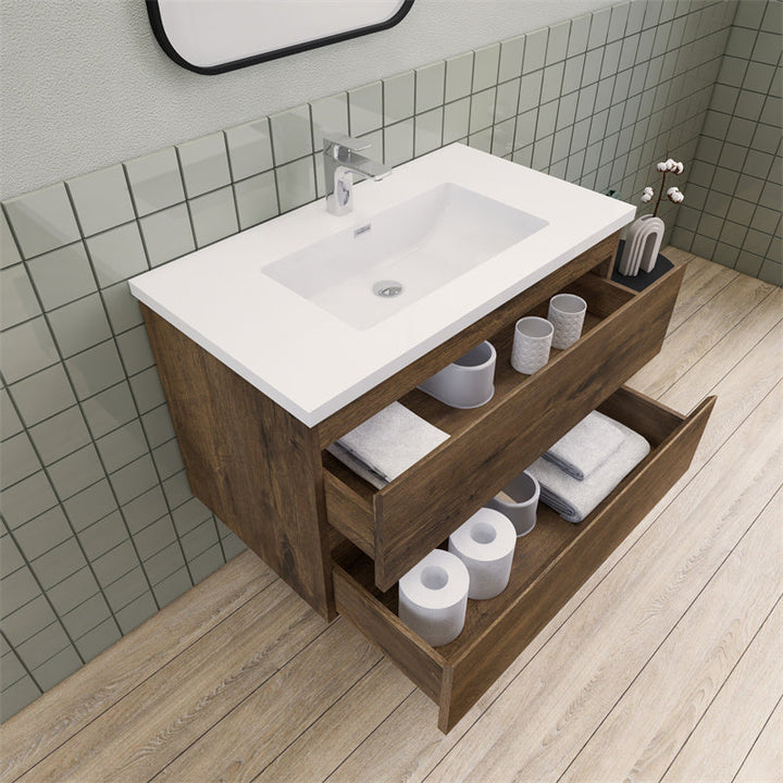 Magpie Floating Vanity in Rose Wood (24-84 inches)