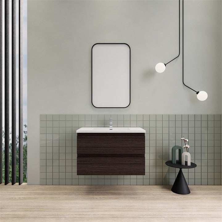 36" Magpie Floating Vanity in Dark Grey Oak