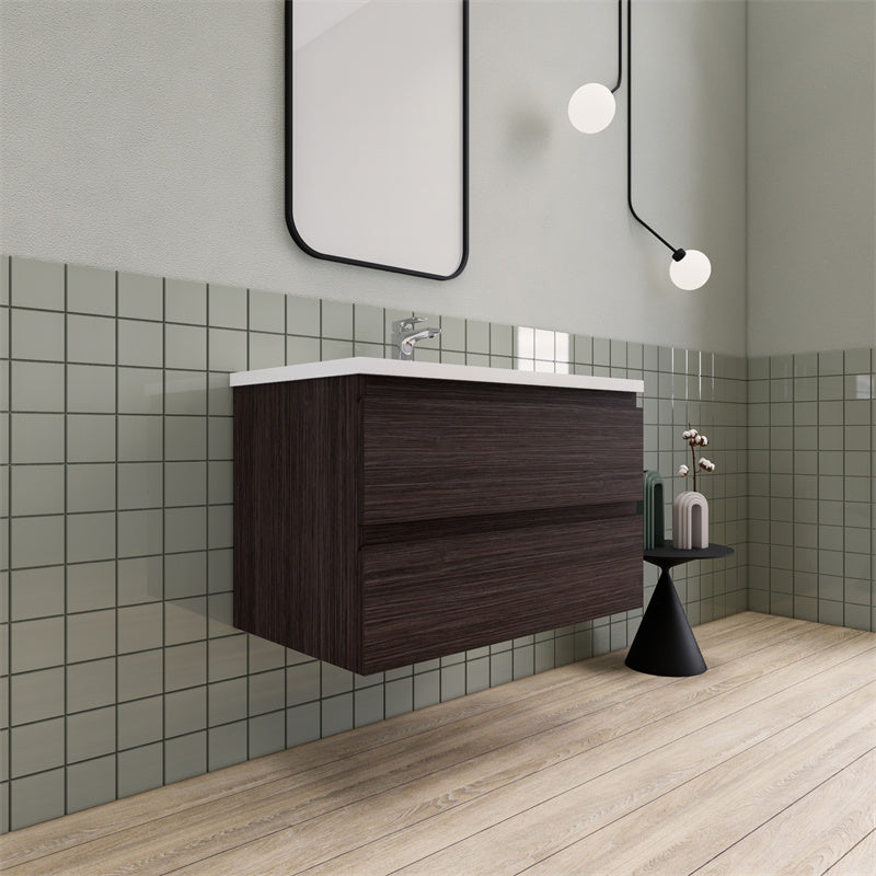 36" Magpie Floating Vanity in Dark Grey Oak