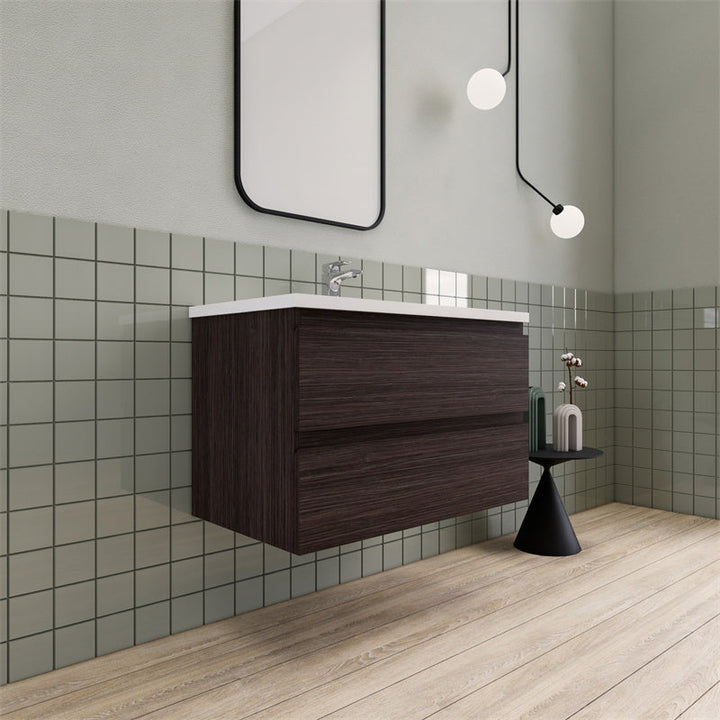 36" Magpie Floating Vanity in Dark Grey Oak