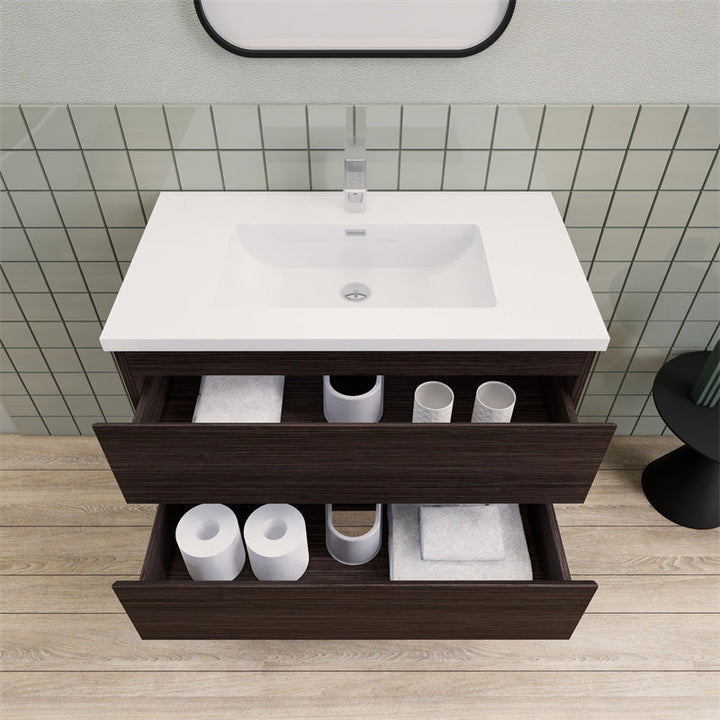 36" Magpie Floating Vanity in Dark Grey Oak