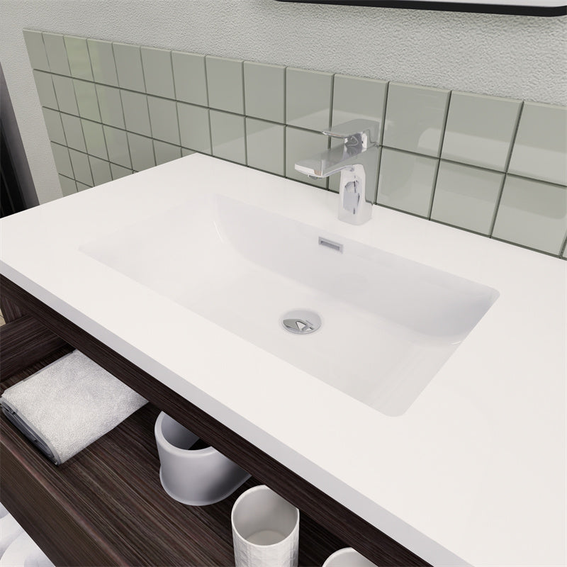 36" Magpie Floating Vanity in Dark Grey Oak
