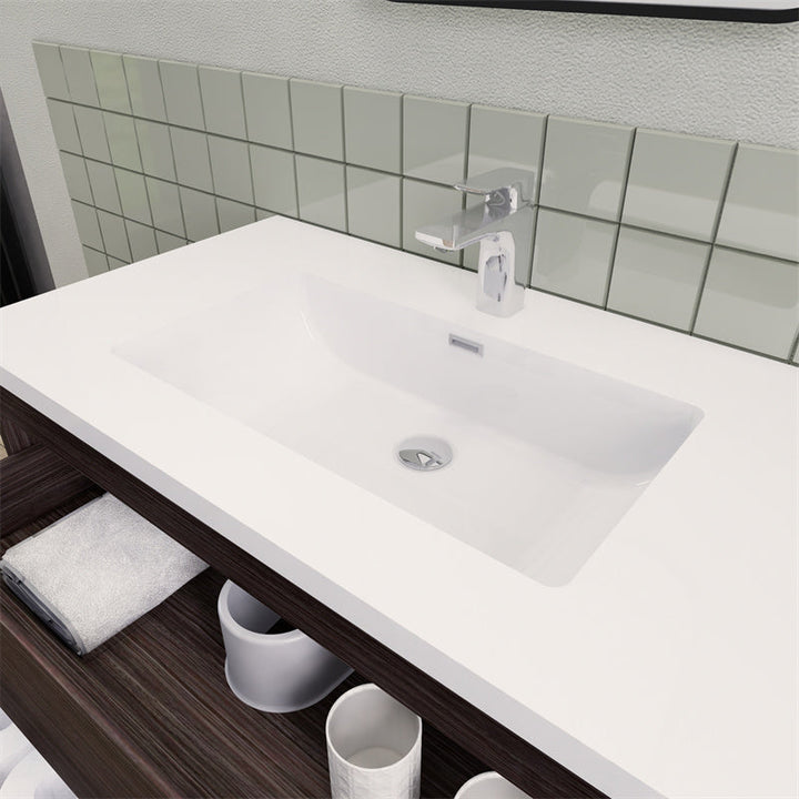36" Magpie Floating Vanity in Dark Grey Oak
