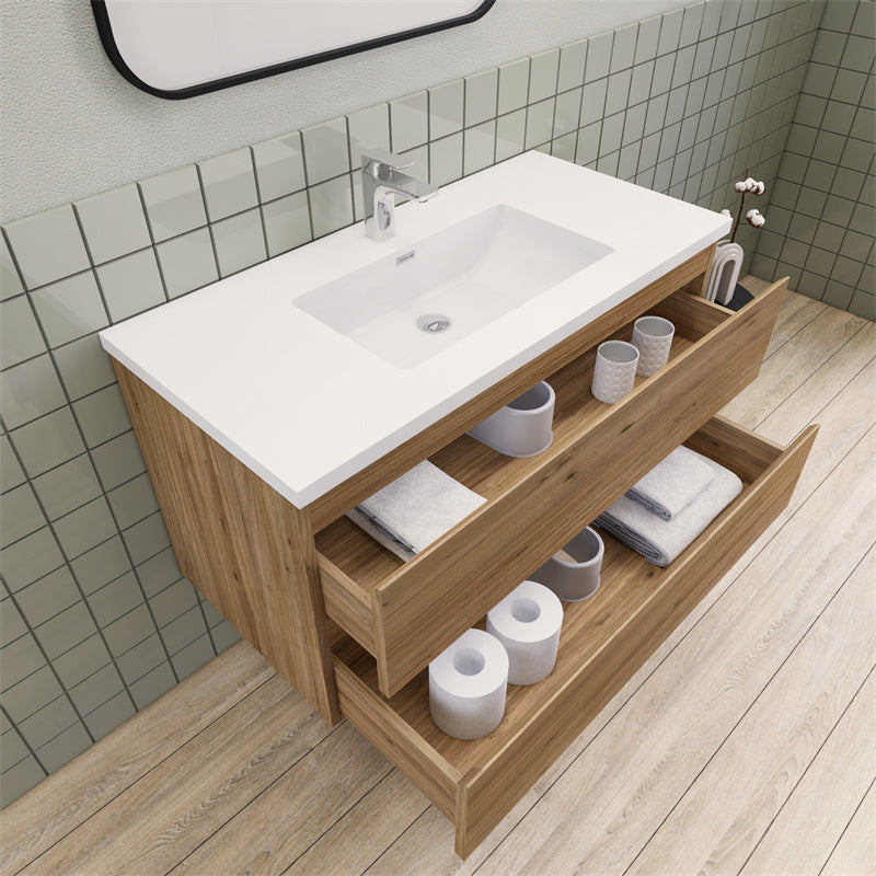Magpie Floating Vanity in Natural Oak (24-84 inches)