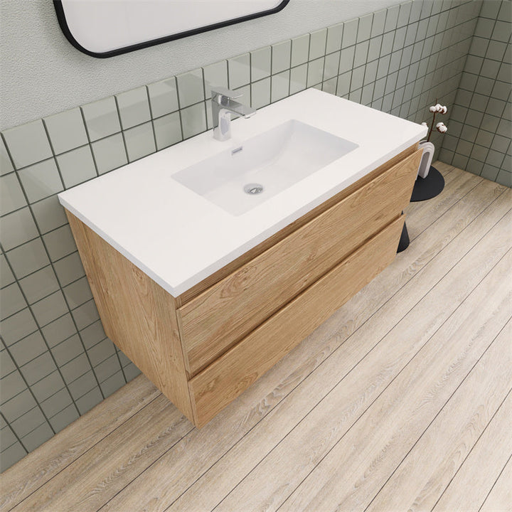 Magpie Floating Vanity in New England Oak (24-84 inches)