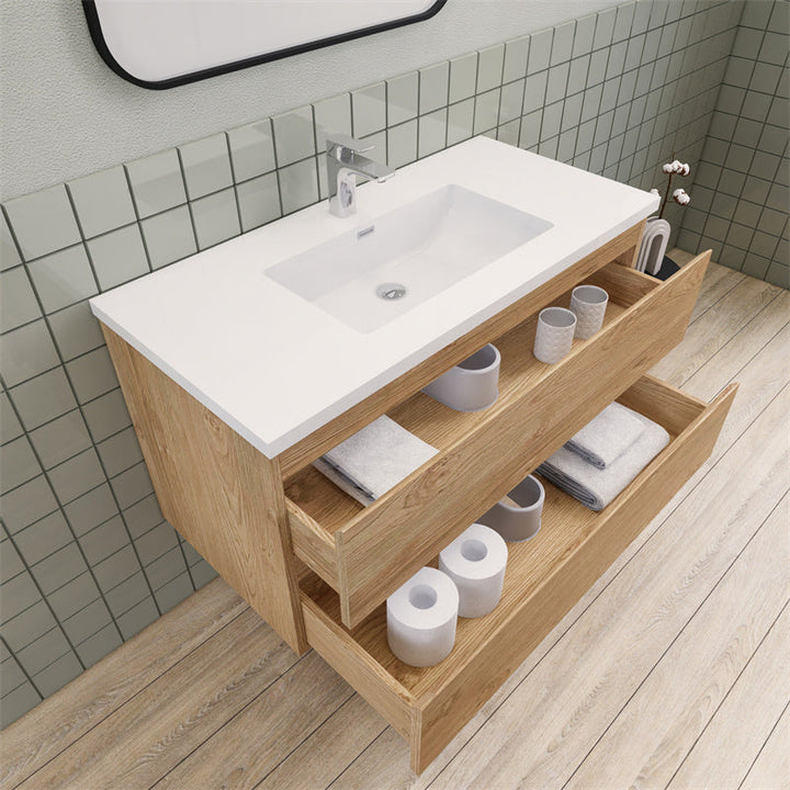 Magpie Floating Vanity in New England Oak (24-84 inches)